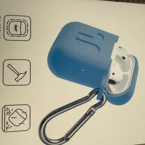 Blue Case with Carabiner hook ijoy silicone protective cover for AirPods new